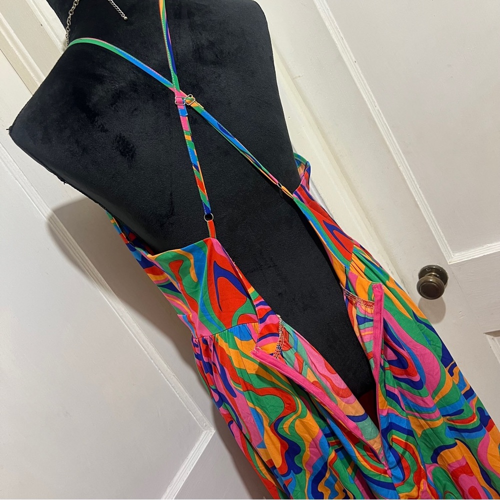 SHEIN Colorful Swirl Backless Dress Womens XL - Picture 12 of 16